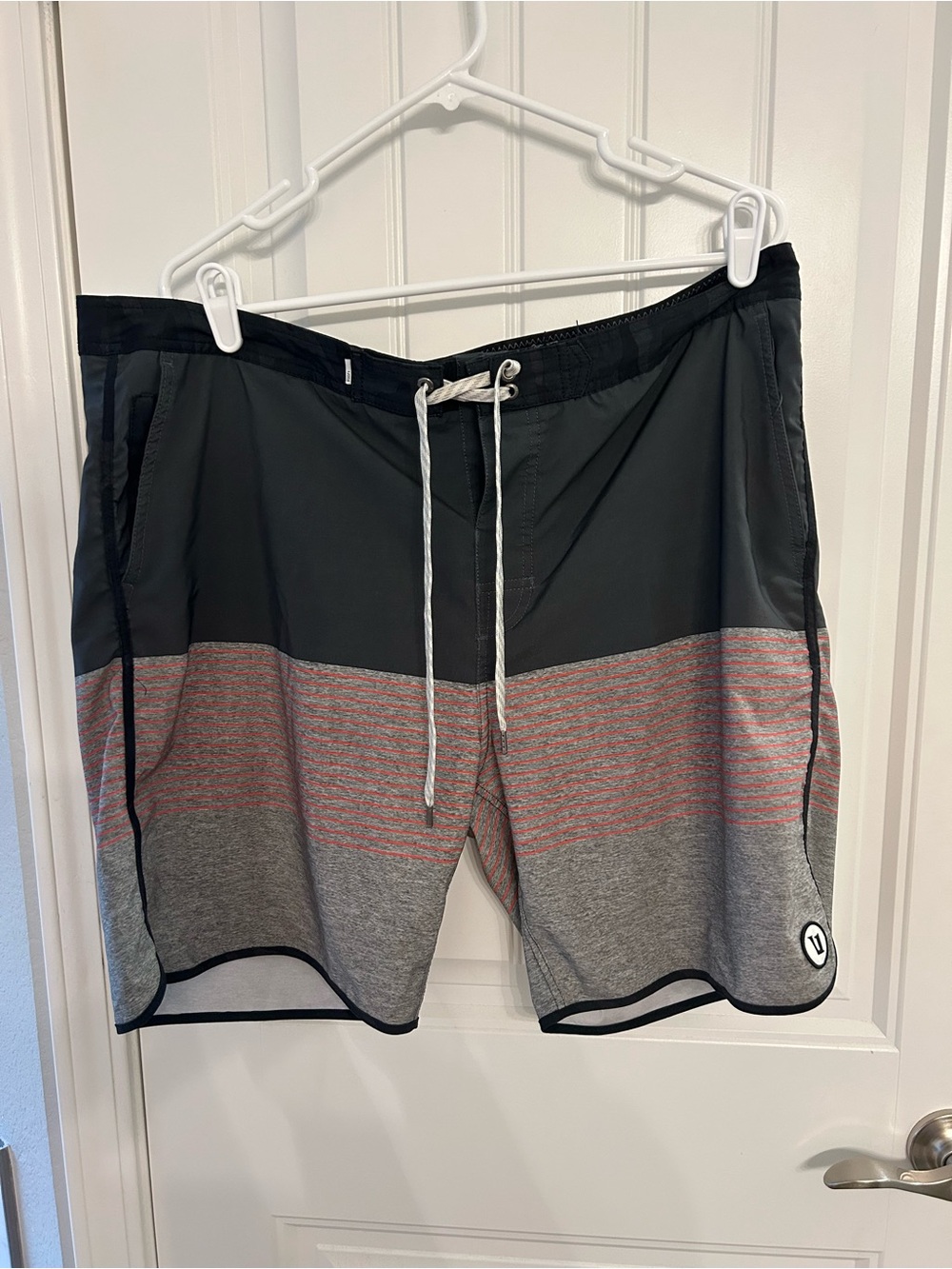 Vuori Black and Gray Drawstring Board Shorts